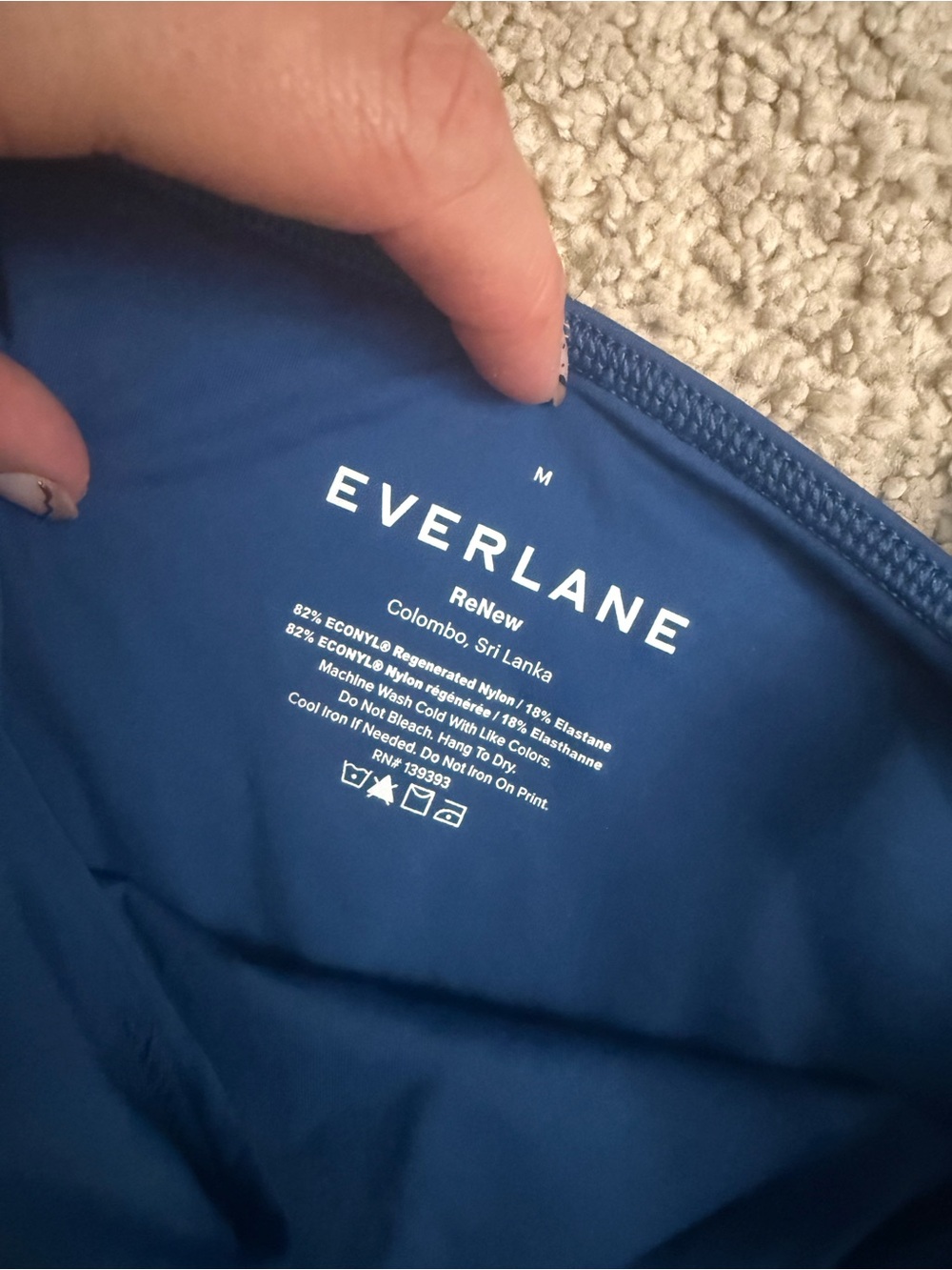 Everlane Blue V-Neck One-Piece Swimsuit - Picture 3 of 4